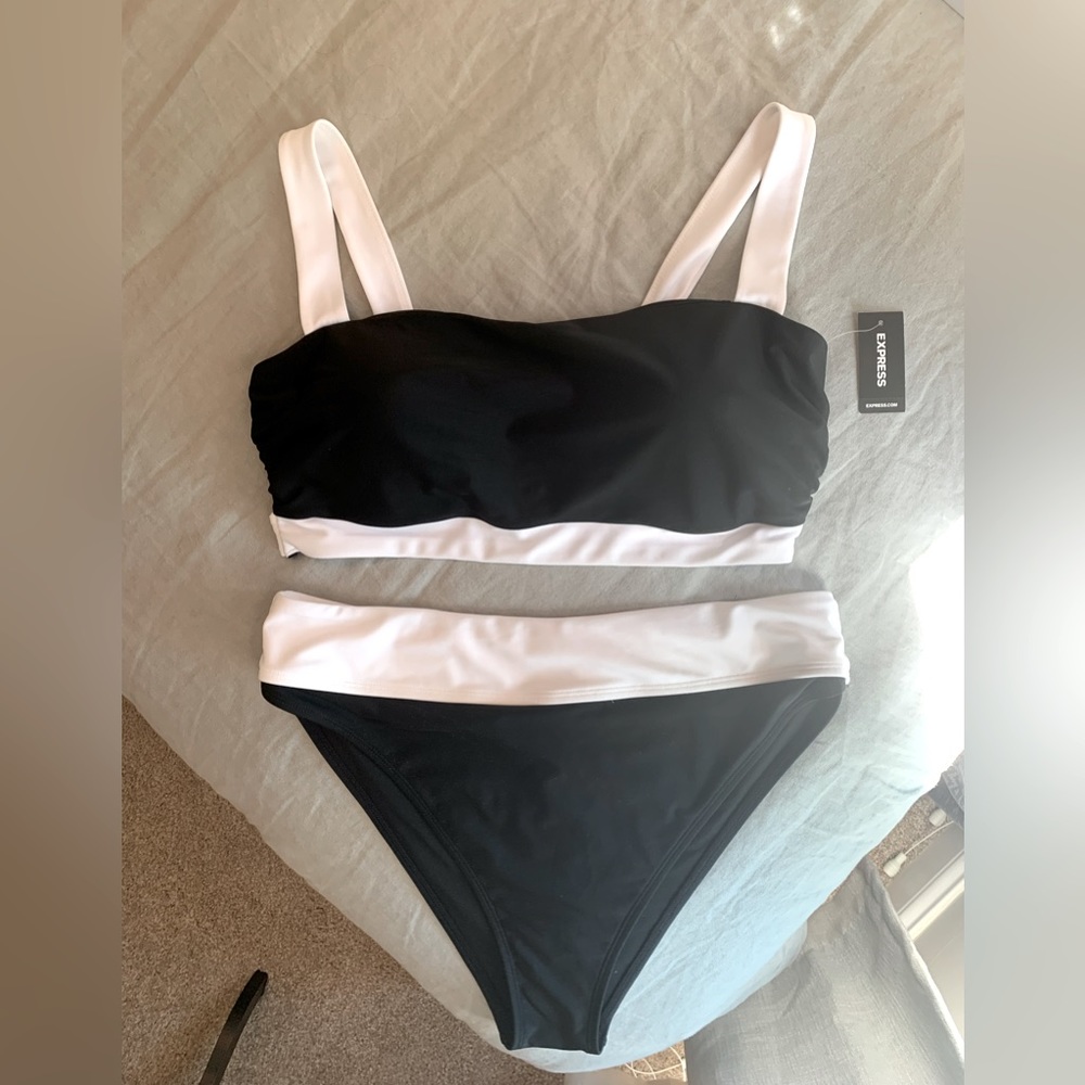 Express Two Piece Black & White Bathing Suit